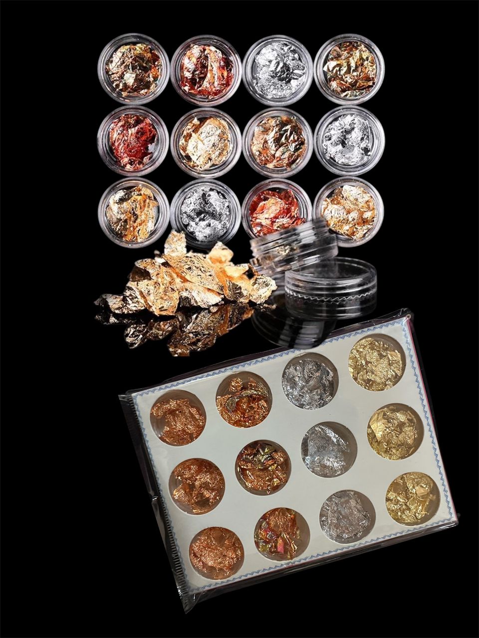 Kit papel oro 12 potes